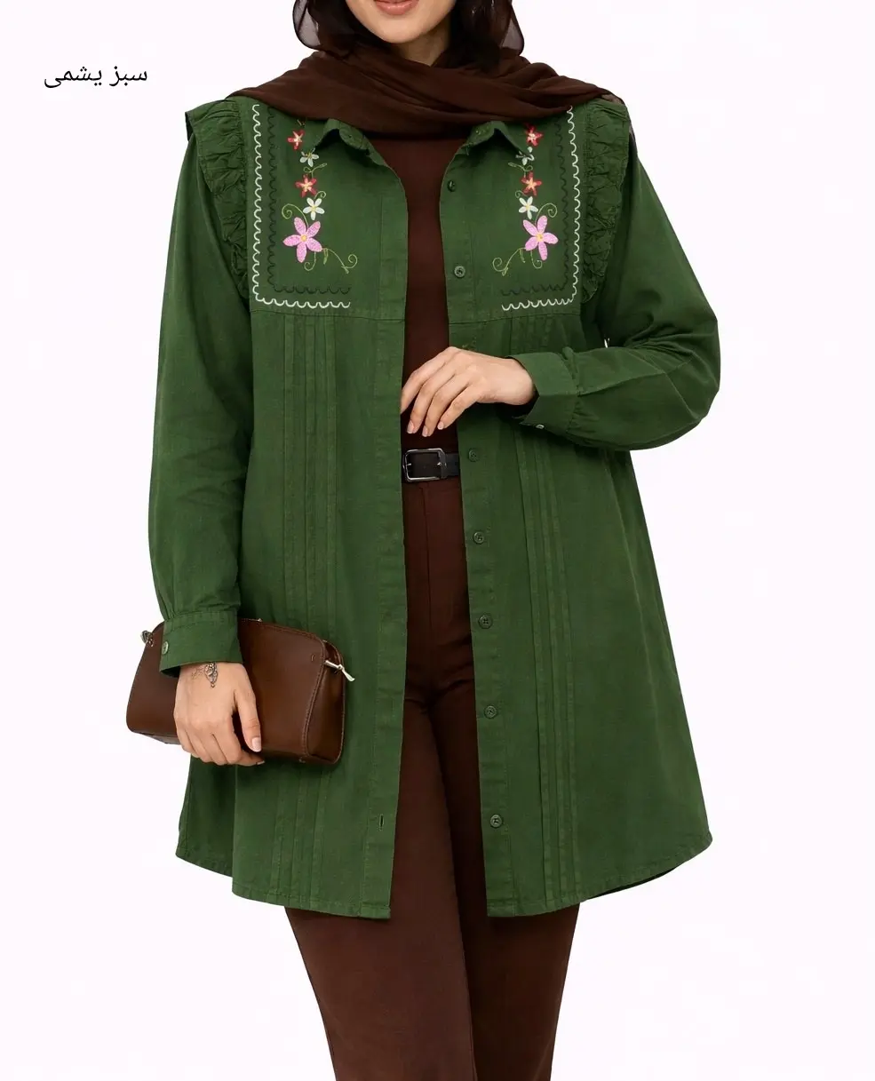 مانتو لینن گلدوزی آرام